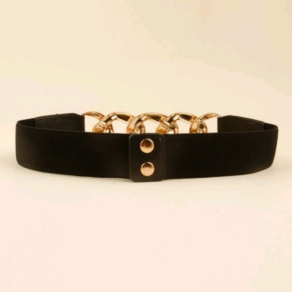 Elastic chunky black gold belt - Picture 7 of 14